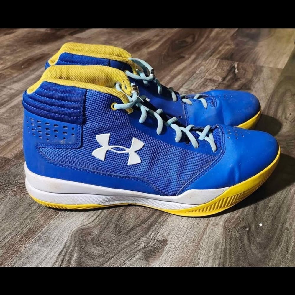Under Armour Blue and Yellow Sneakers High-Top Design